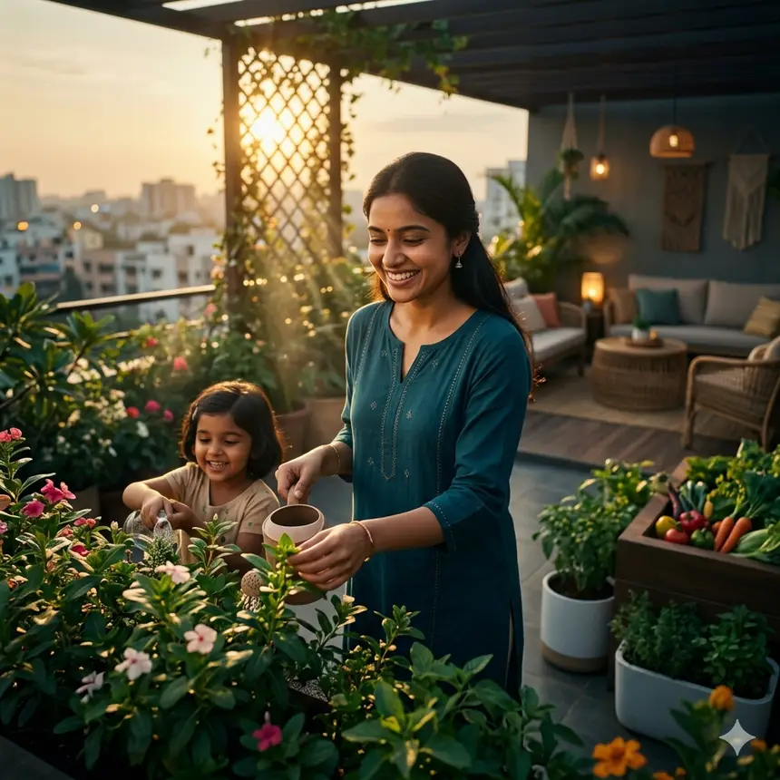 Urban garden lifestyle image.